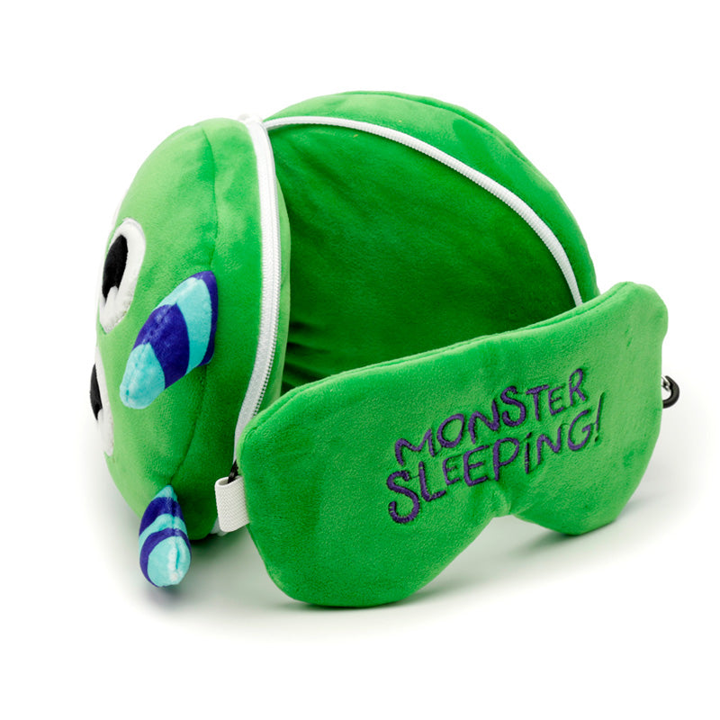 Relaxeazzz Green Monstarz Monster Plush Travel Pillow & Eye Mask CUSH223