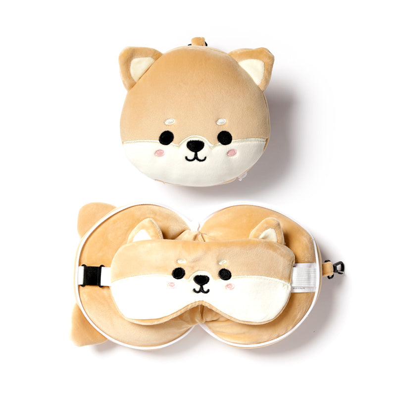 Relaxeazzz Shiba Inu Dog Plush Travel Pillow & Eye Mask CUSH230