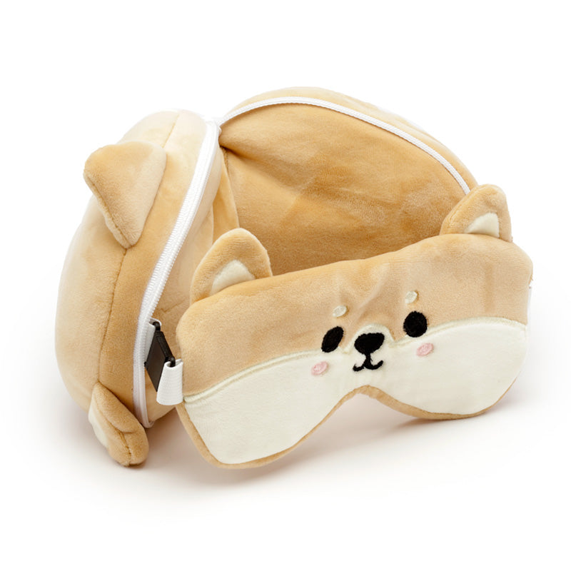 Relaxeazzz Shiba Inu Dog Plush Travel Pillow & Eye Mask CUSH230