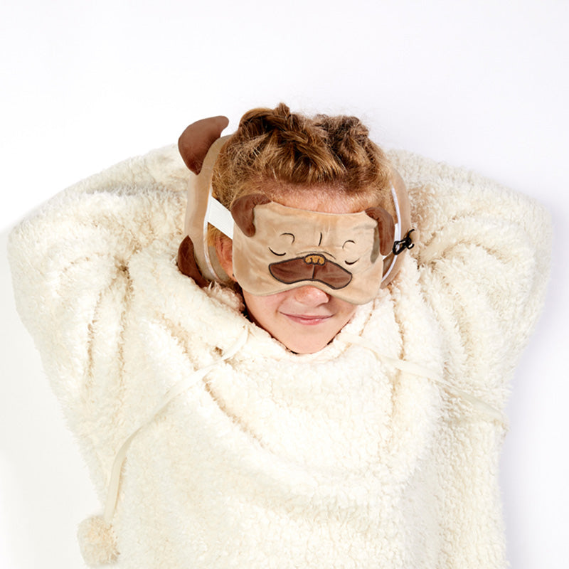 Relaxeazzz Mopps Pug Plush Travel Pillow & Eye Mask CUSH247