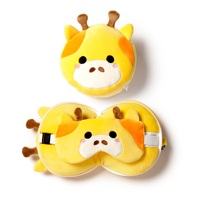 Relaxeazzz Giraffe Plush Travel Pillow & Eye Mask CUSH252
