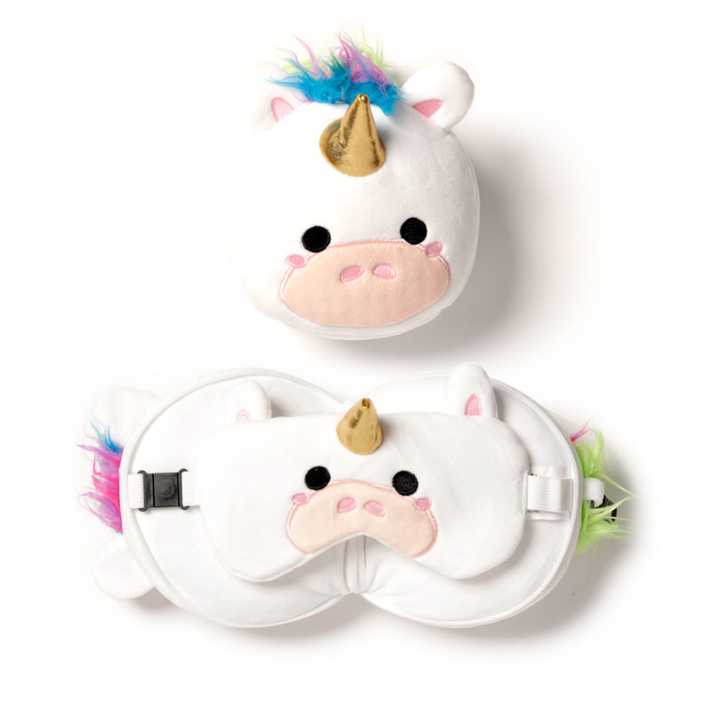 Relaxeazzz Unicorn Plush Travel Pillow & Eye Mask CUSH258