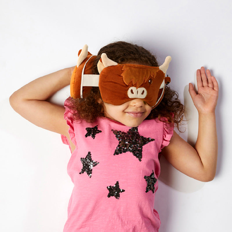 Relaxeazzz Highland Coo Cow Plush Travel Pillow & Eye Mask CUSH262
