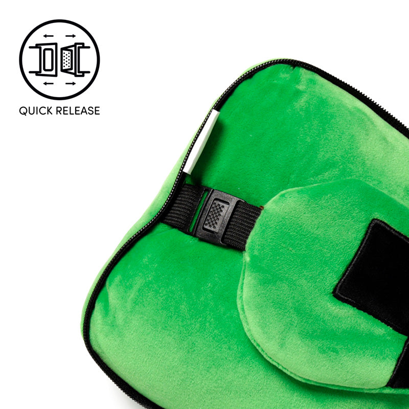 Relaxeazzz Minecraft Creeper Shaped Plush Travel Pillow & Eye Mask CUSH306