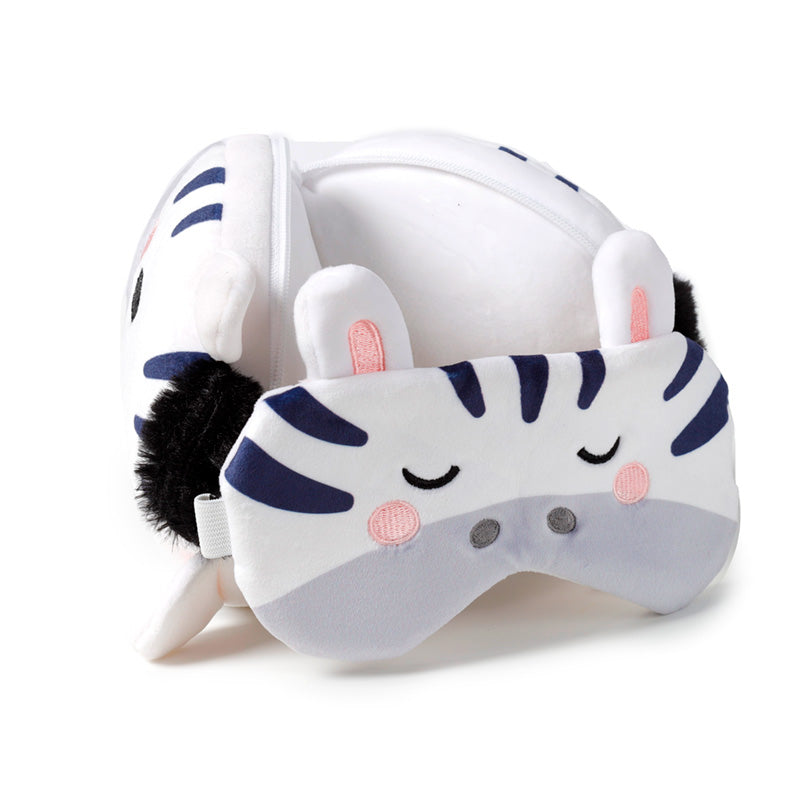 Relaxeazzz Adoramals Bali the Zebra Plush Travel Pillow & Eye Mask CUSH312