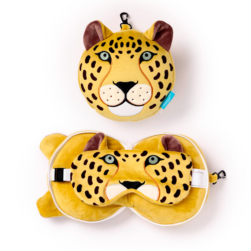 Relaxeazzz Leopard Plush Travel Pillow & Eye Mask CUSH341