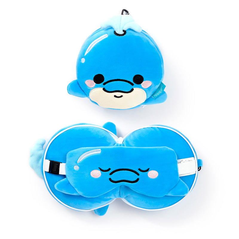 Relaxeazzz Adoramals Blu the Dolphin Plush Travel Pillow & Eye Mask CUSH350