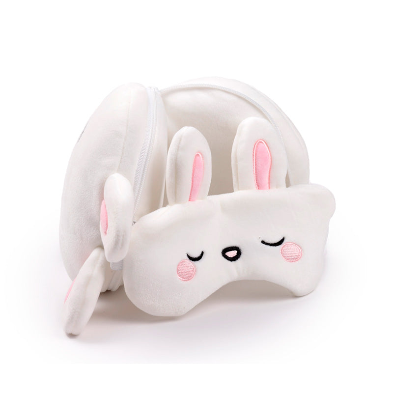 Relaxeazzz Adoramals Frances the Rabbit Plush Travel Pillow & Eye Mask CUSH352