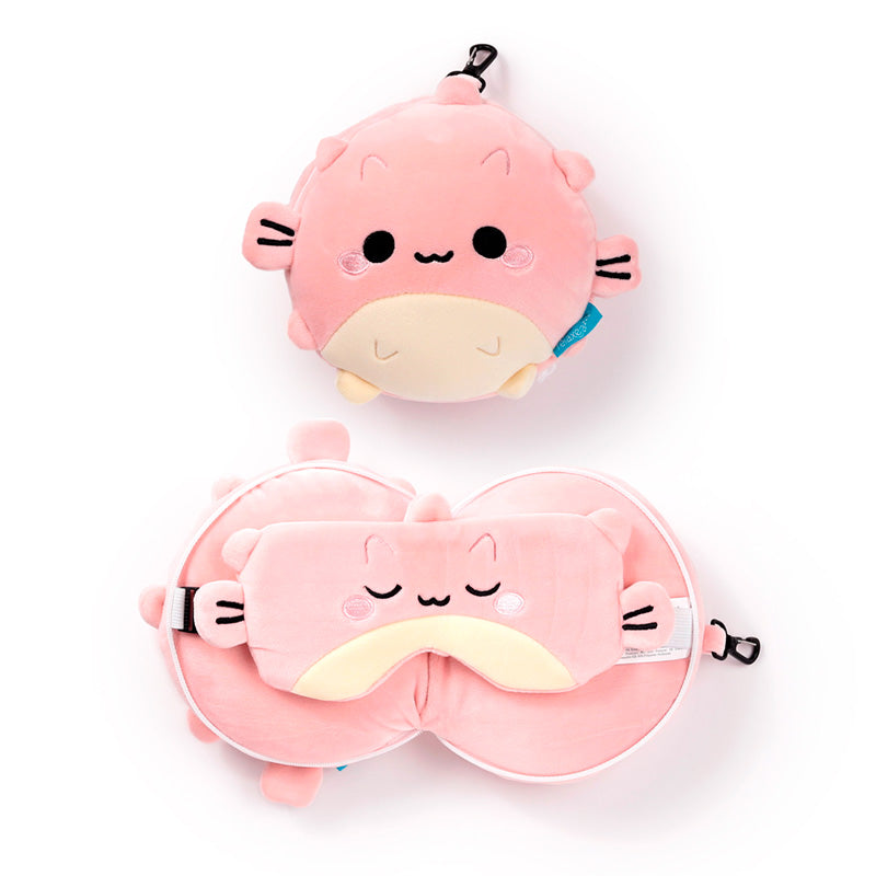 Relaxeazzz Adoramals Puff the Puffer Fish Plush Travel Pillow & Eye Mask CUSH354