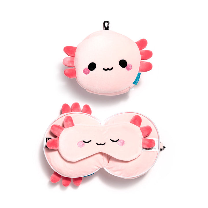 Relaxeazzz Adoramals Maddie the Axolotl Travel Pillow & Eye Mask CUSH403