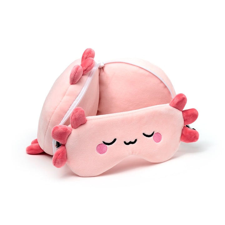 Relaxeazzz Adoramals Maddie the Axolotl Travel Pillow & Eye Mask CUSH403