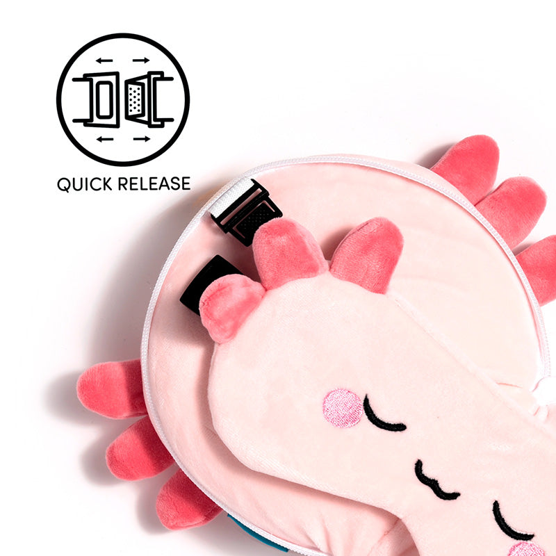 Relaxeazzz Adoramals Maddie the Axolotl Travel Pillow & Eye Mask CUSH403