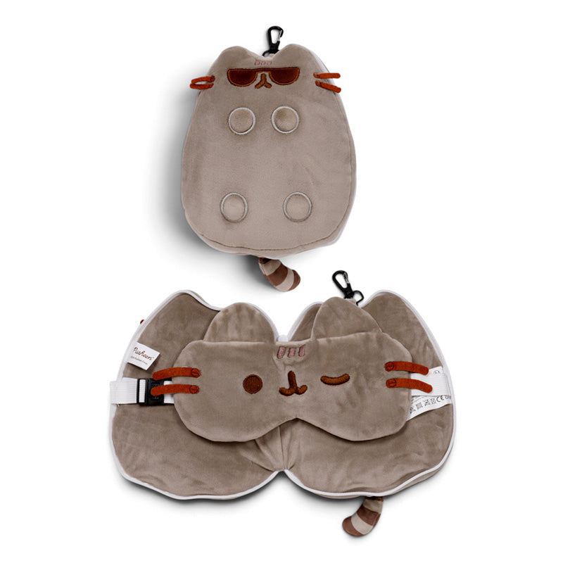 Relaxeazzz Pusheen Cat with Sunglasses Shaped Travel Pillow & Eye Mask CUSH434