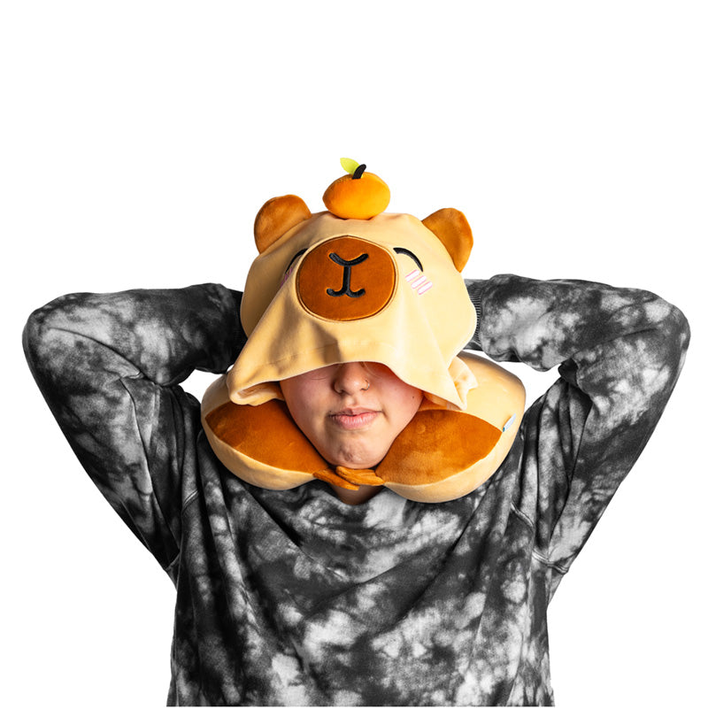 Hoodeazzz Duke the Capybara Plush Memory Foam Travel Pillow & Hood CUSH449