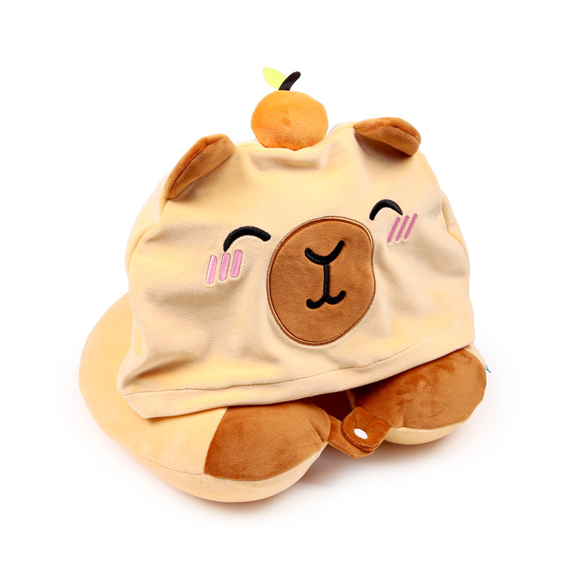 Hoodeazzz Duke the Capybara Plush Memory Foam Travel Pillow & Hood CUSH449