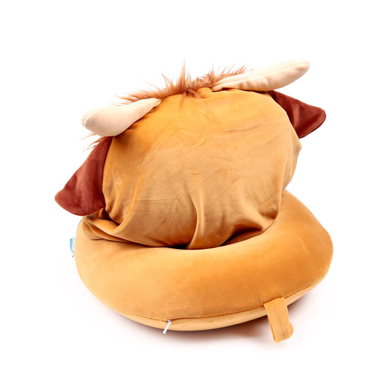 Hoodeazzz Hairy Coos Cow Highland Coo Plush Memory Foam Travel Pillow & Hood CUSH453