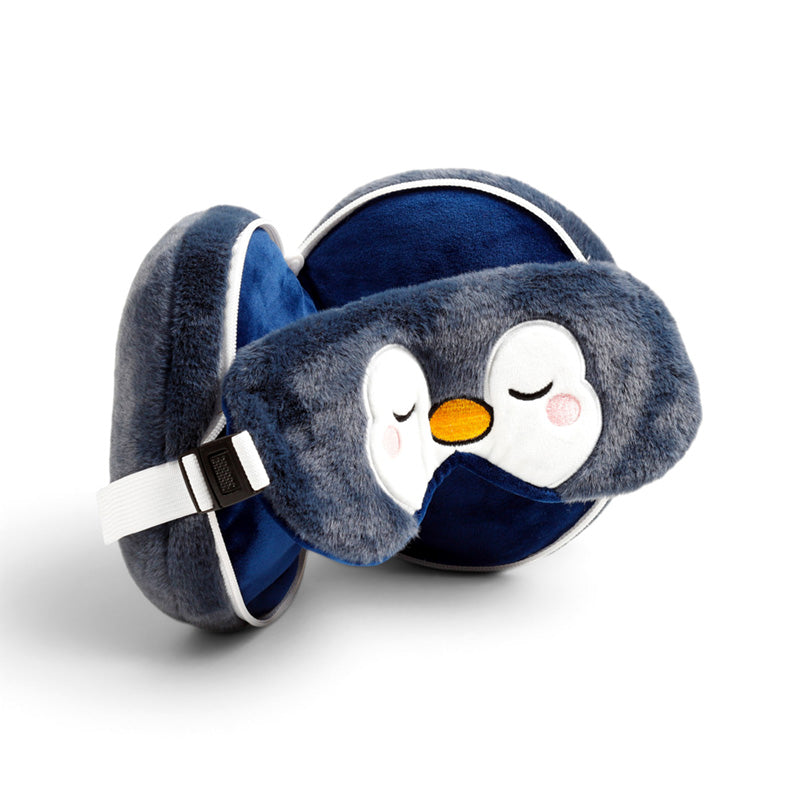 Relaxeazzz Adoramals Nico the Penguin Plush Travel Pillow & Eye Mask CUSH486