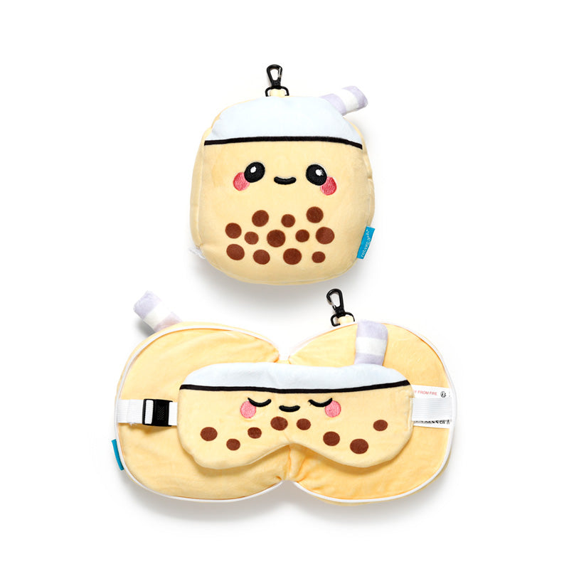 Relaxeazzz Foodiemals Bubble Tea Shaped Plush Travel Pillow & Eye Mask CUSH490