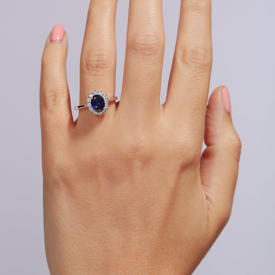 Cate | 9ct White Gold 0.25ct tw Lab Grown Diamond and Created Sapphire Ring