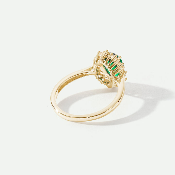 Cate | 9ct Yellow Gold 0.25ct tw Lab Grown Diamond and Created Emerald Ring