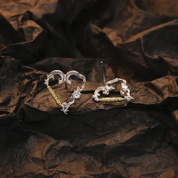 Charlotte Heart Silver Pearl Earrings