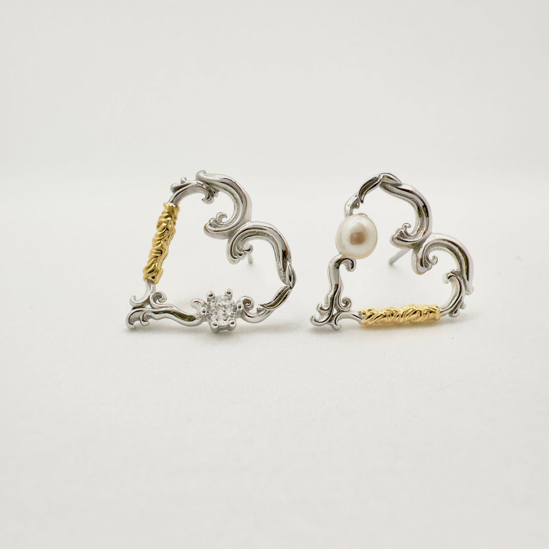 Charlotte Heart Silver Pearl Earrings