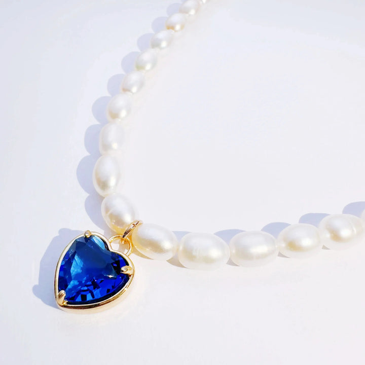 Choker Necklace with Heart Crystal Pendant