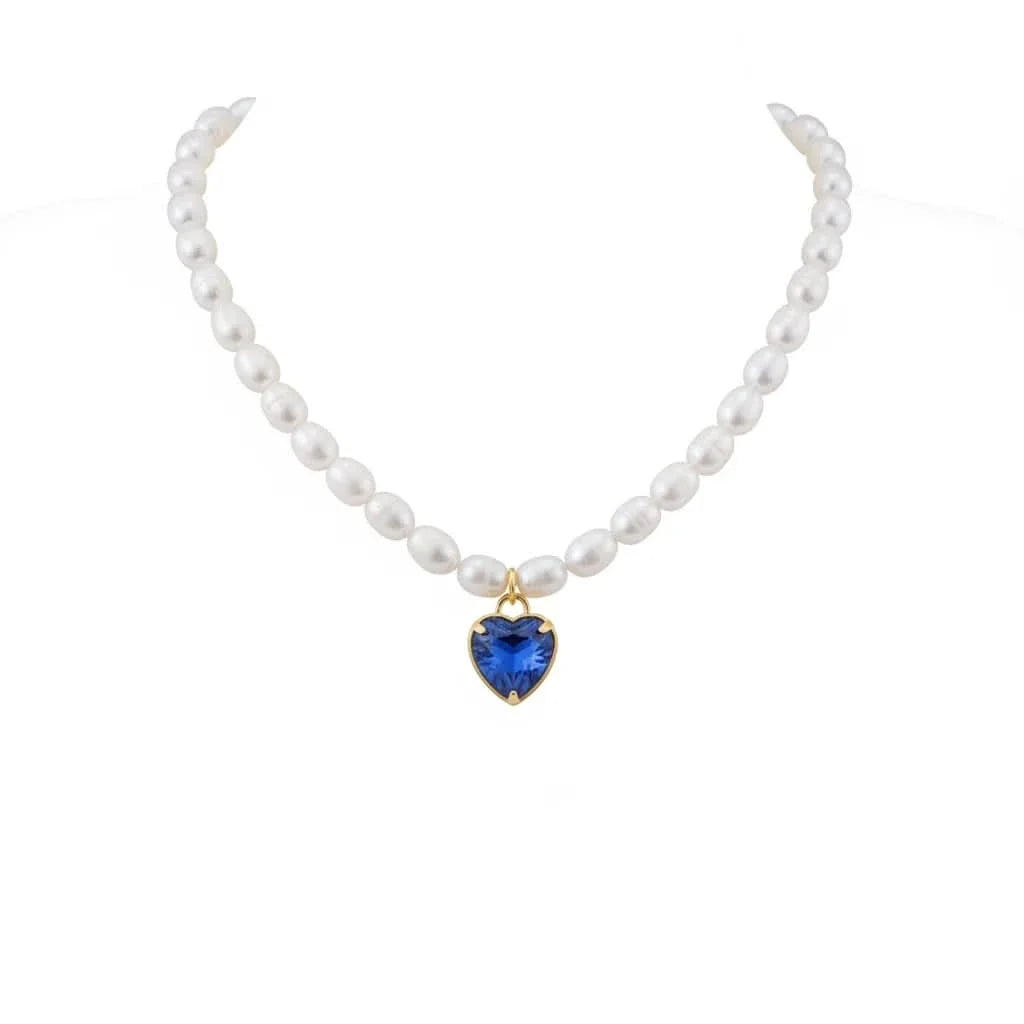 Choker Necklace with Heart Crystal Pendant