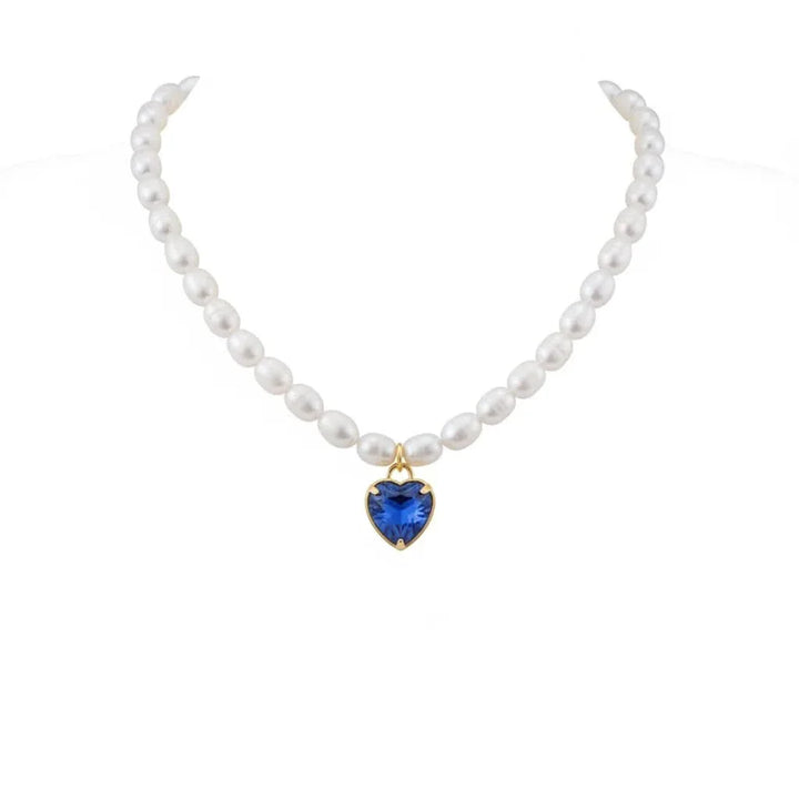 Choker Necklace with Heart Crystal Pendant