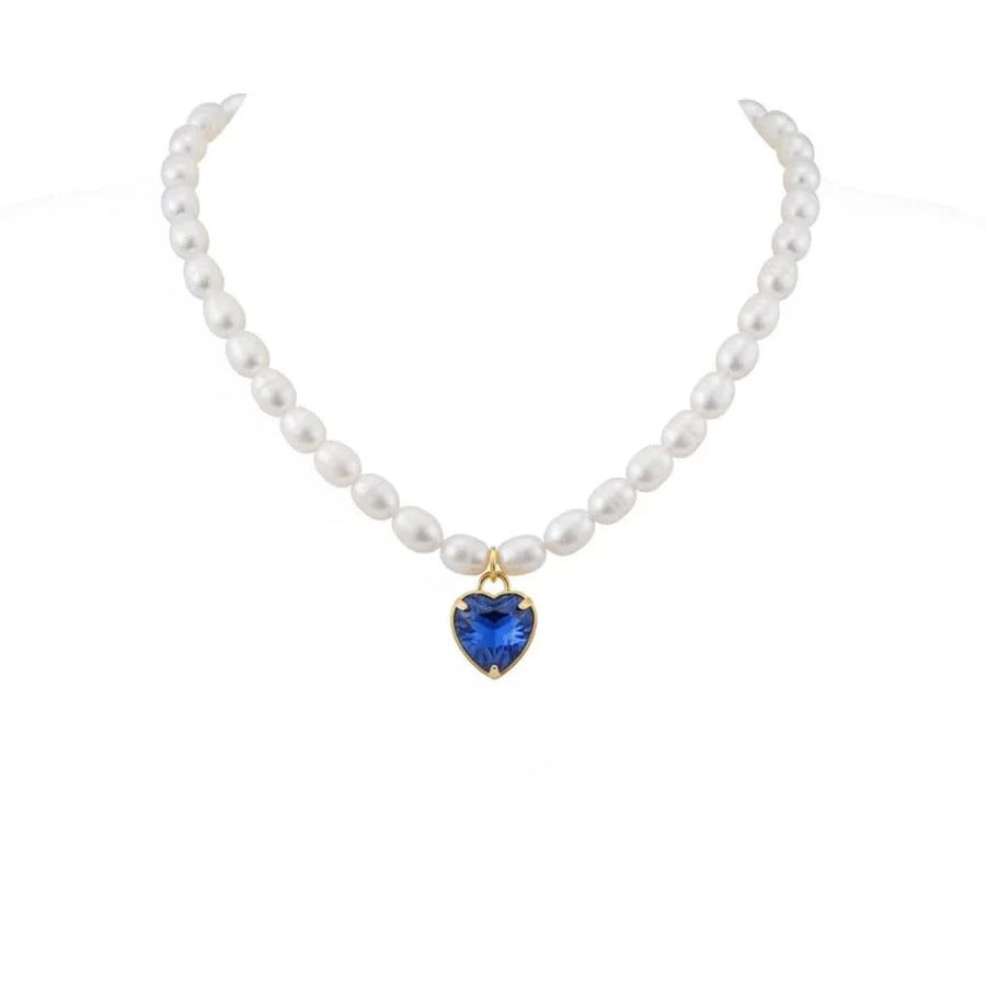 Choker Necklace with Heart Crystal Pendant