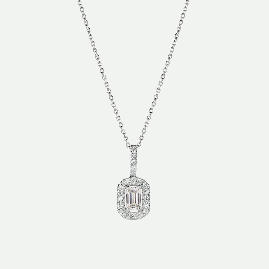 Cielo | 9ct White Gold 0.50ct tw Lab Grown Diamond Halo Necklace 18 Inches