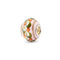 Decorative bead with floral pattern and gold accent on a white background