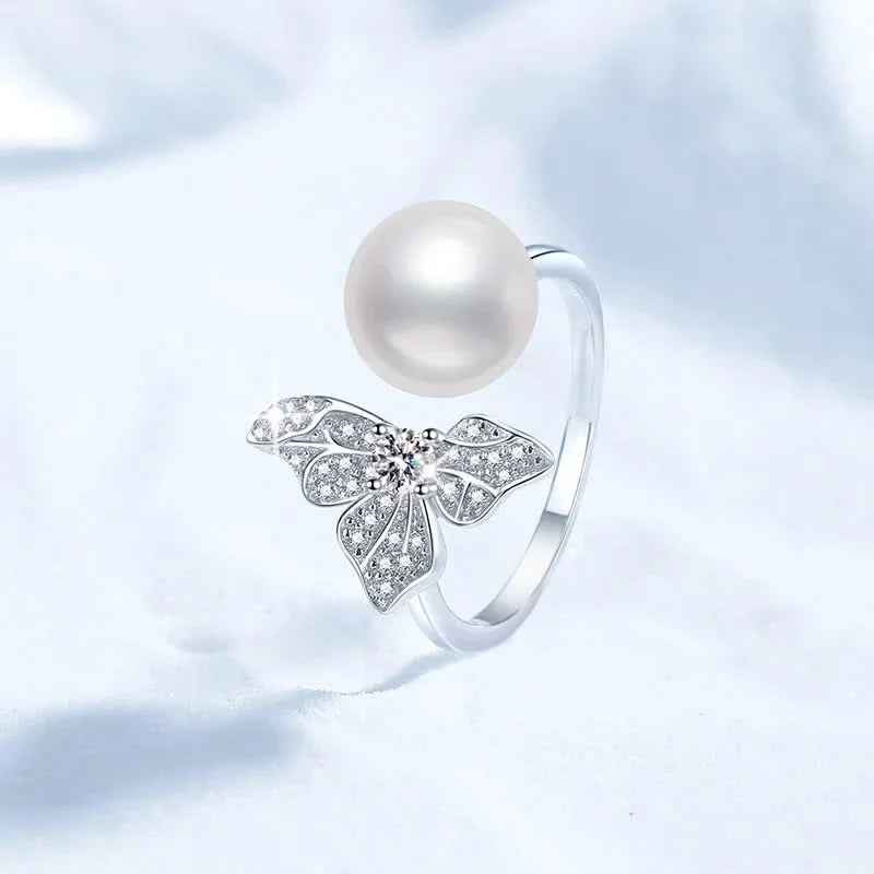 Clover Pearl Silver Ring