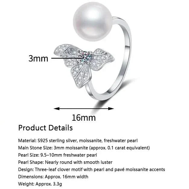 Clover Pearl Silver Ring