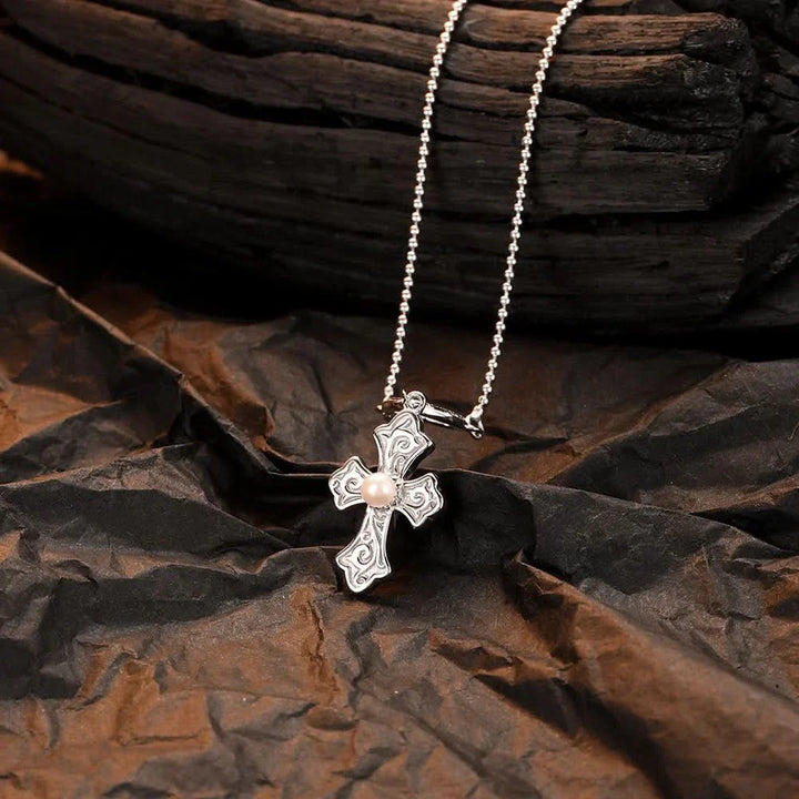 Cross Heart Pendant Silver Necklace