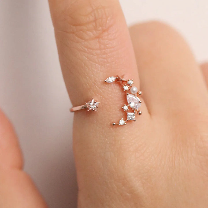 Cubic Moon Set In Rose Gold-2