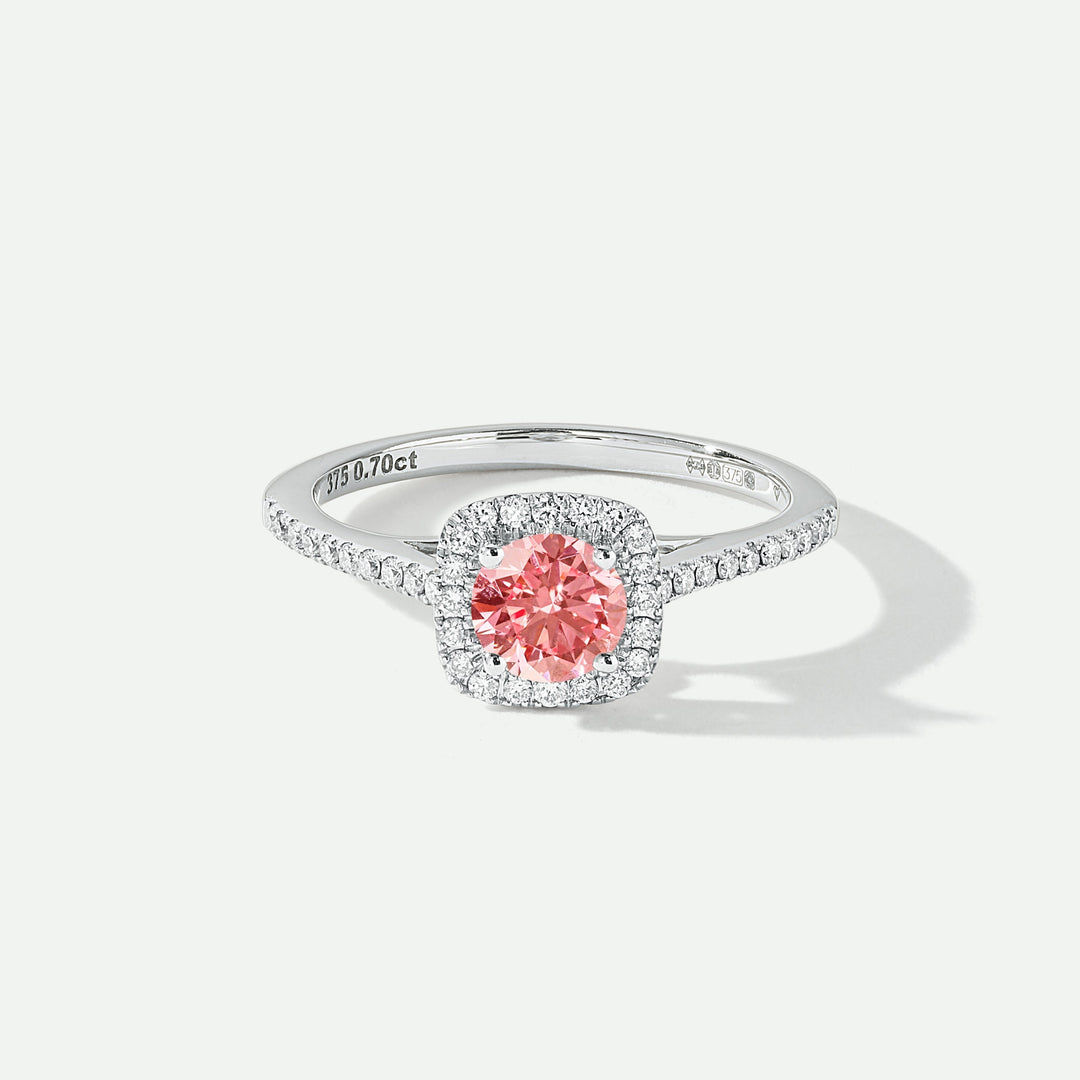 Cynthia | 18ct White Gold 0.70ct tw Lab Grown Pink Diamond Halo Ring