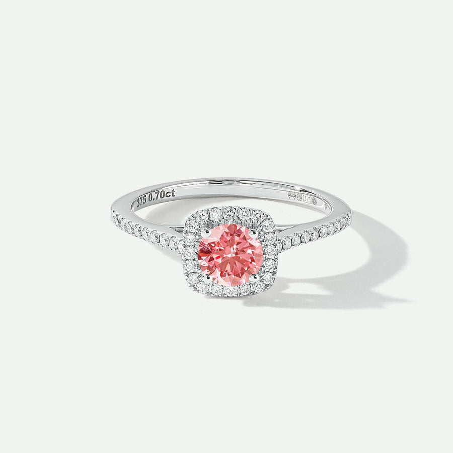 Cynthia | 18ct White Gold 0.70ct tw Lab Grown Pink Diamond Halo Ring