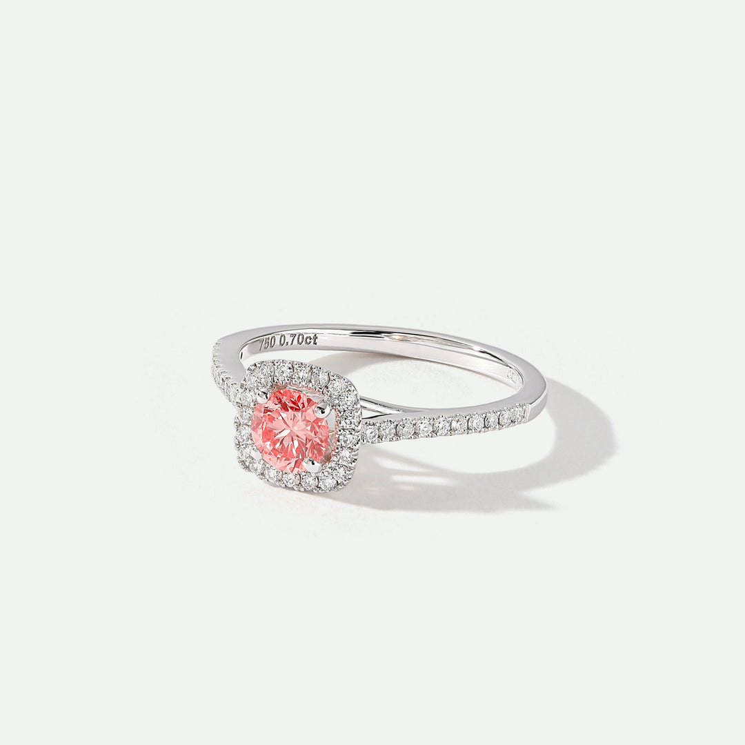 Cynthia | 18ct White Gold 0.70ct tw Lab Grown Pink Diamond Halo Ring
