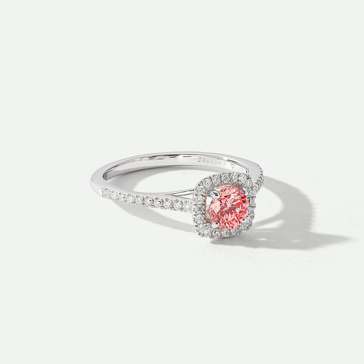Cynthia | 18ct White Gold 0.70ct tw Lab Grown Pink Diamond Halo Ring