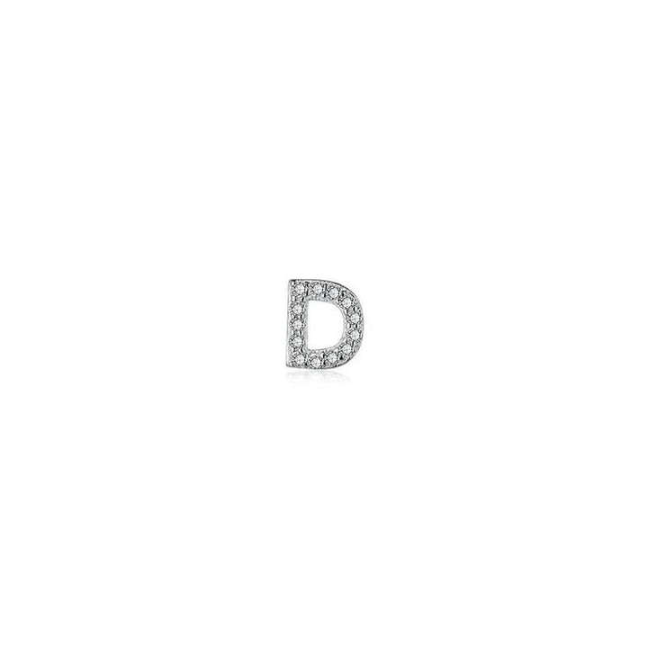 Diamond Letter Initial Silver Stud Earring- a pair