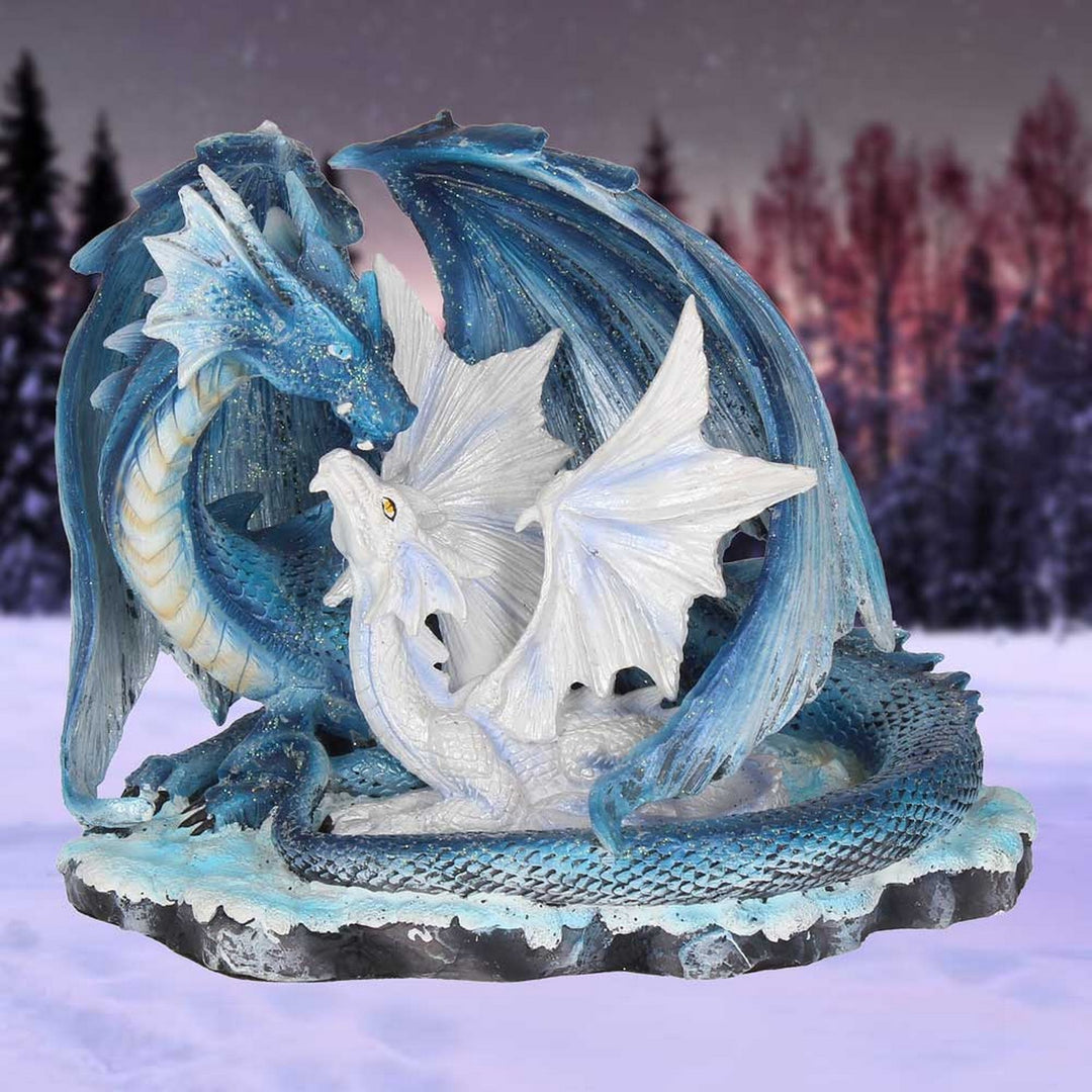 Mothers Love Blue Dragon and White Dragonling Figurine D0291B4