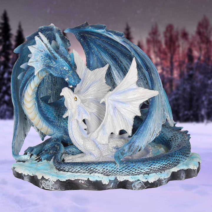 Mothers Love Blue Dragon and White Dragonling Figurine D0291B4