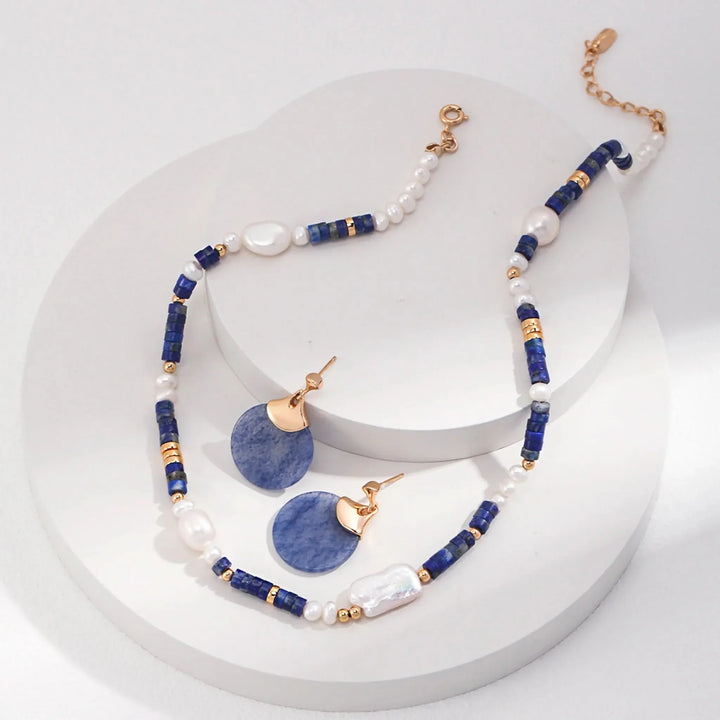 Lapis lazuli Baroque pearl necklace