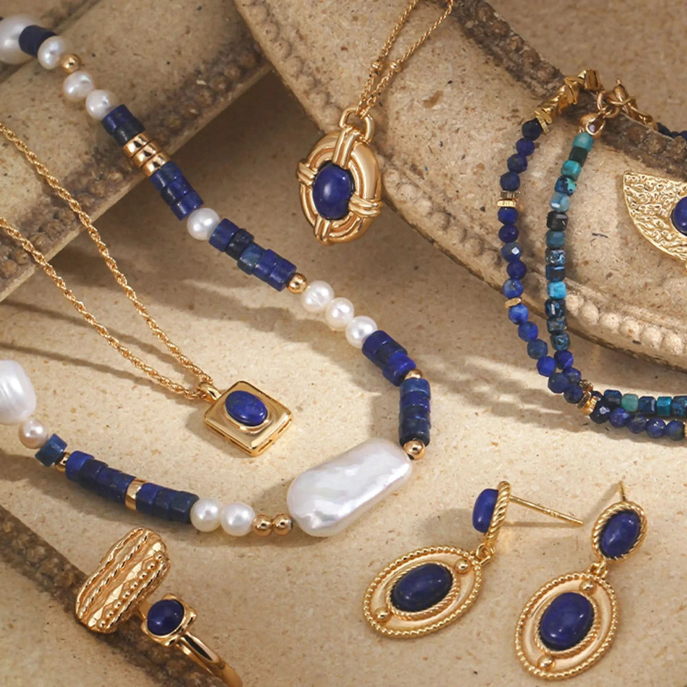Lapis lazuli Baroque pearl necklace
