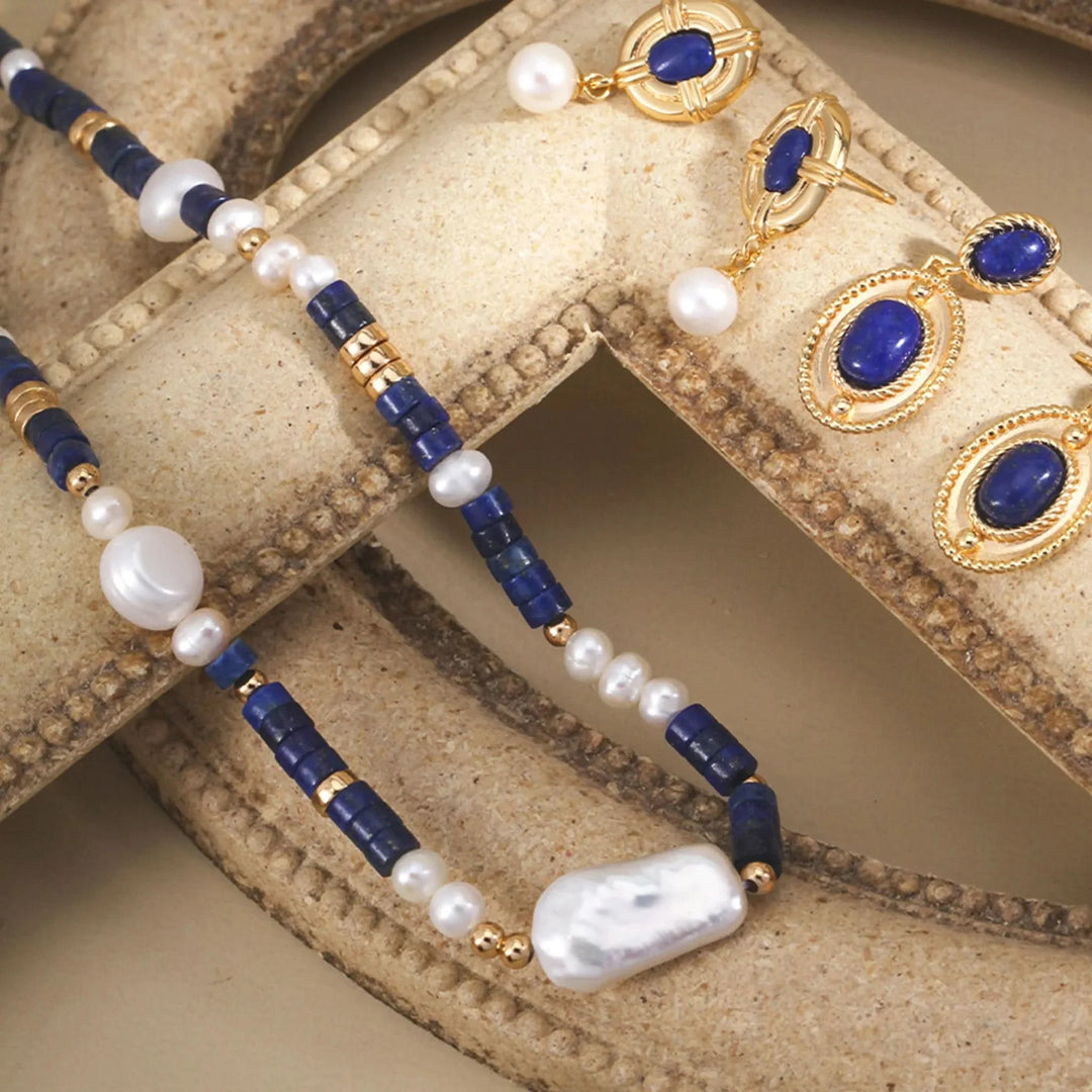 Lapis lazuli Baroque pearl necklace