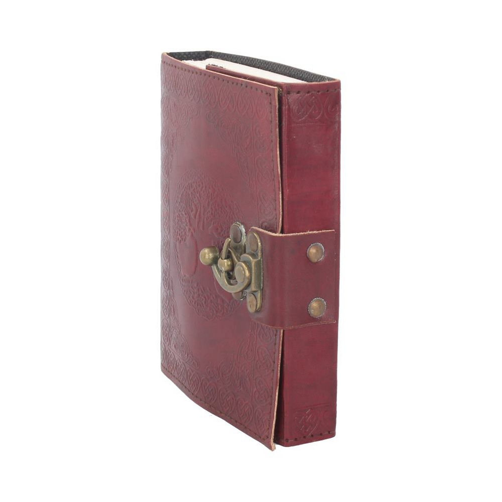 Lockable Tree Of Life Red Leather Journal 13 x 18cm D1666E5
