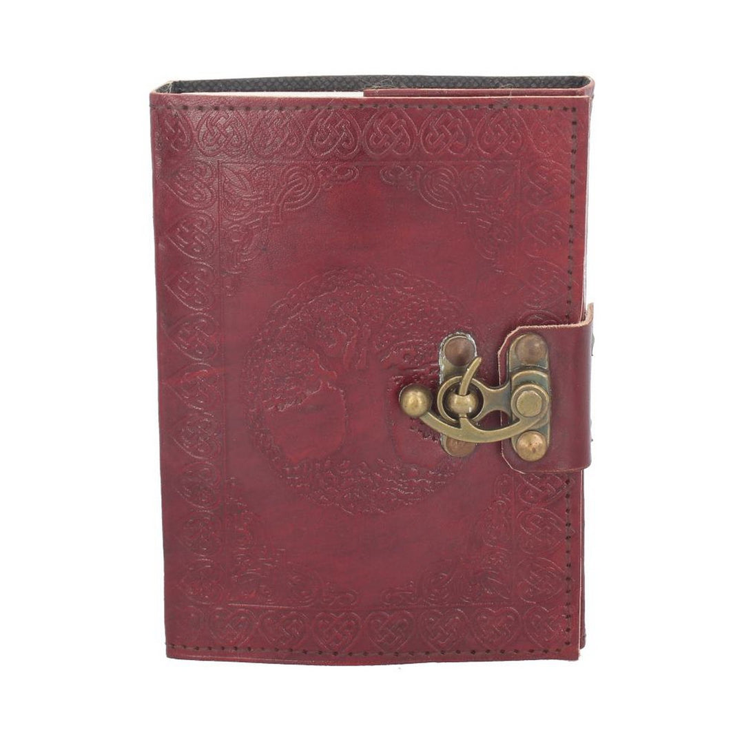 Lockable Tree Of Life Red Leather Journal 13 x 18cm D1666E5