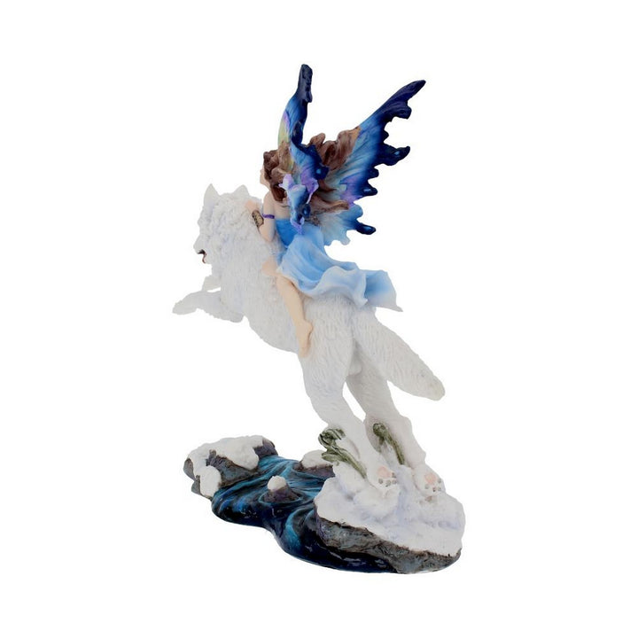 Free Spirit Figurine Fairy and White Winter Wolf Ornament D2494G6