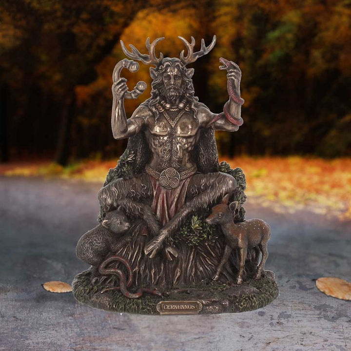 Cernunnos and Animals Horned God Bronze Figurine D3149H7
